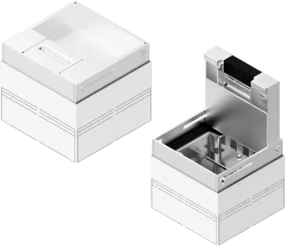 Зображення Коробка оцинкована з блокуванням відкривання та алюмінієвою кришкою для підлогової кабельної каналізації POKZA250H110G (242530)